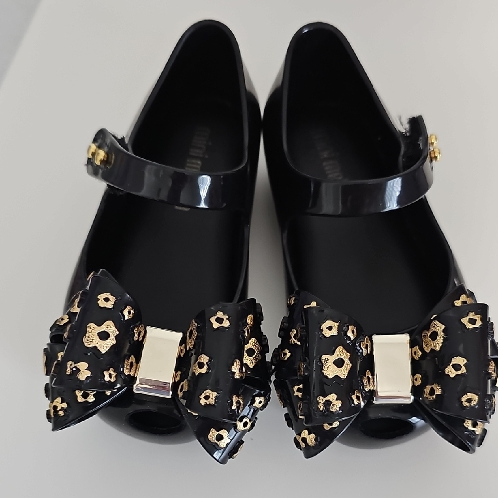 Mini Melissa Bow Black Jellies